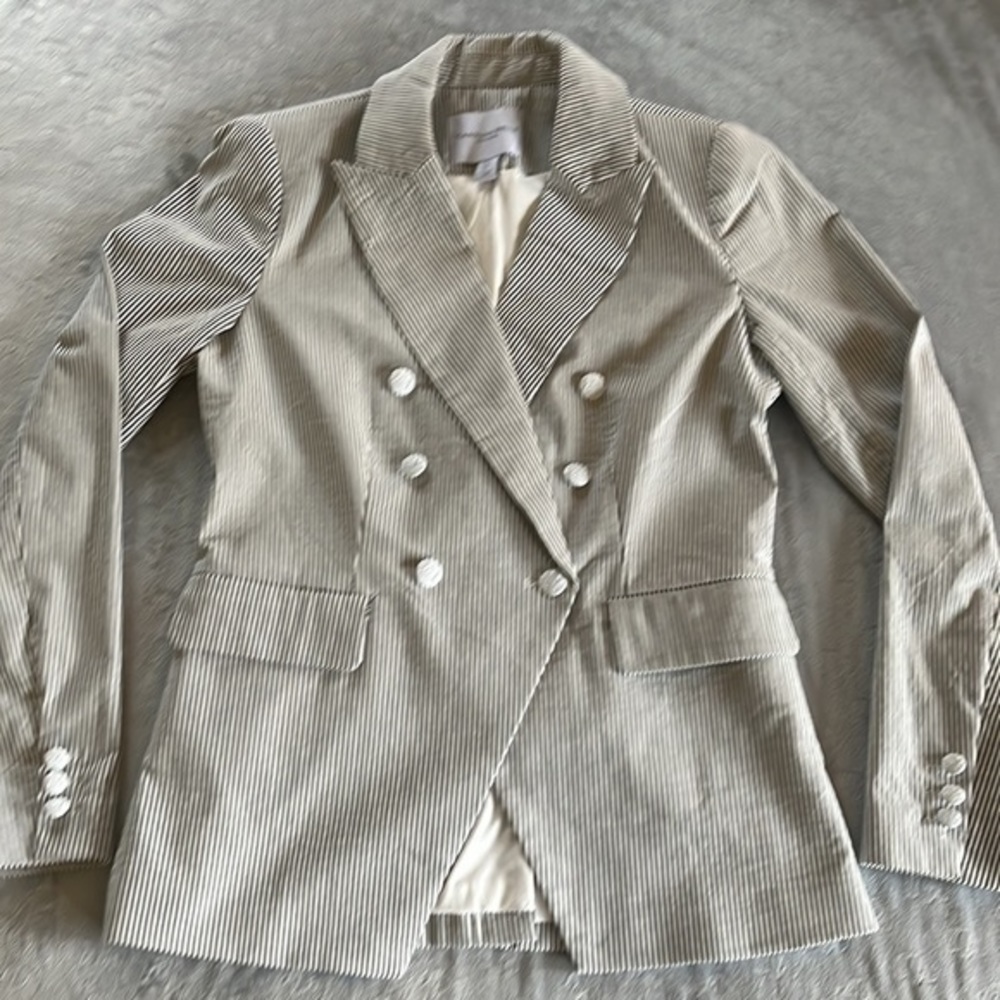 Carolina Belle Montreal Blue White Striped Blazer Size S‎